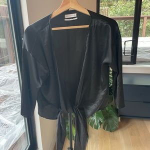 Urban Outfitters Black Satin Wrap